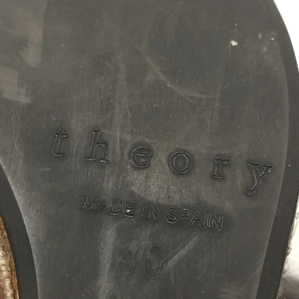 Theory Black Espadrille Wedge Pumps